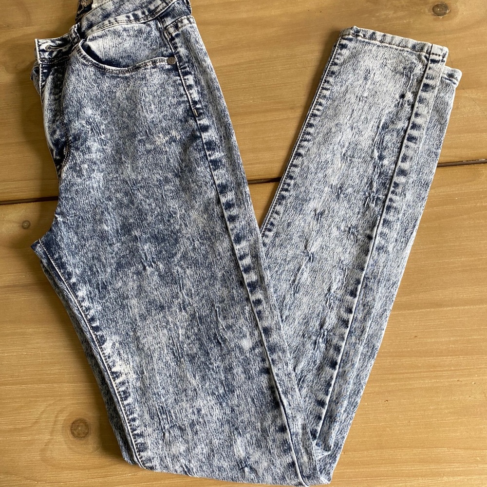 High rise acid wash jeans